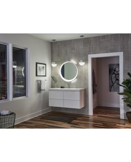 Elan ELA-84077 30 Inch Round Offset Edge Lit Lighted Mirror